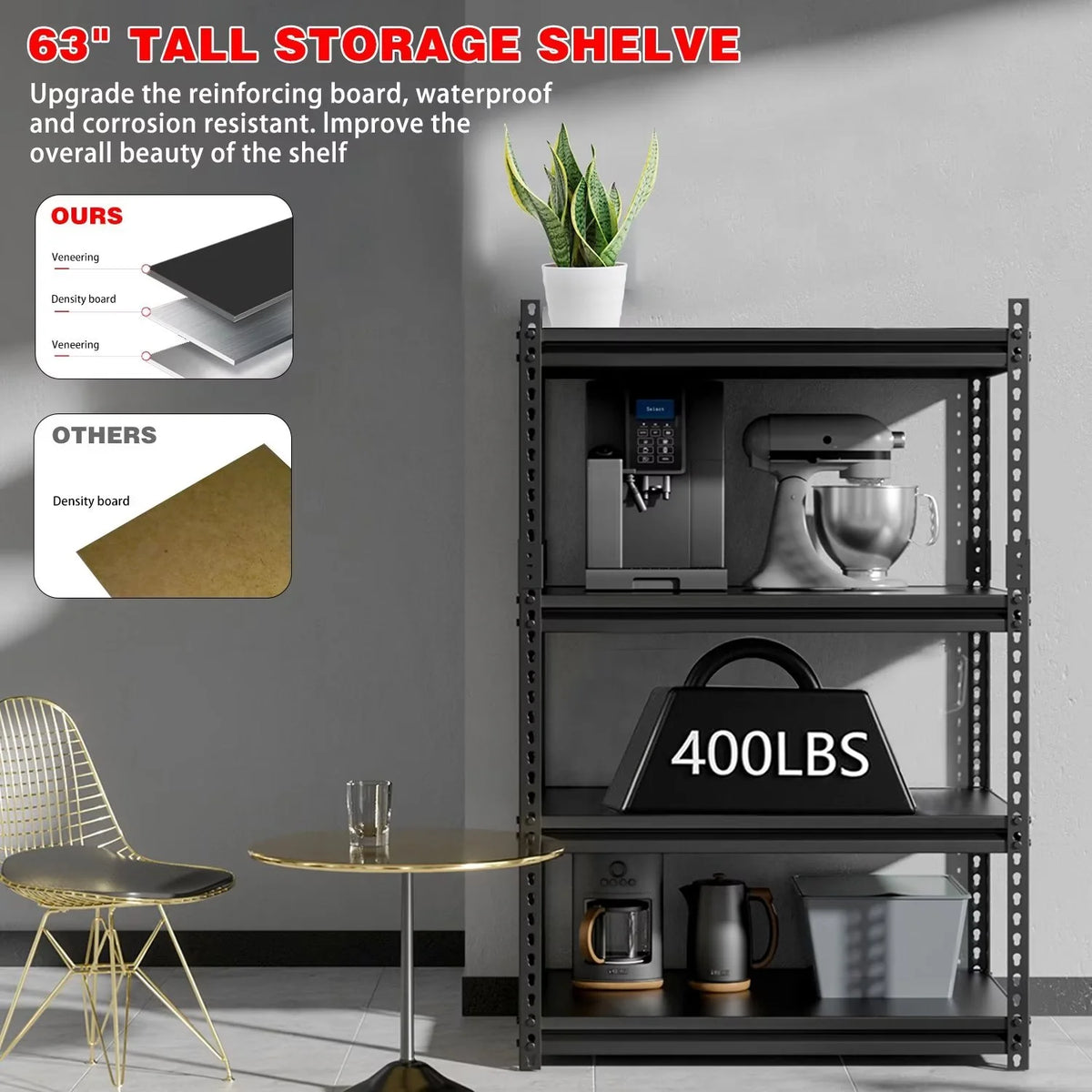 Adjustable 4-Tier Metal Heavy Duty Shelving, 2 Pack E4014