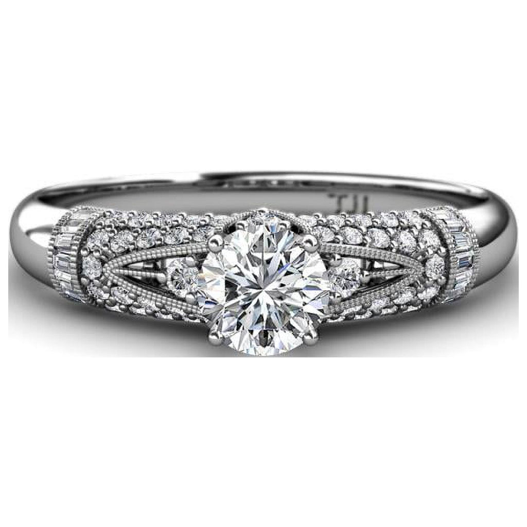 14K White Gold Moissanite Engagement Ring Z235