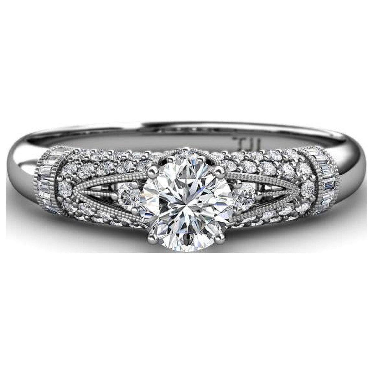 14K White Gold Moissanite Engagement Ring Z235