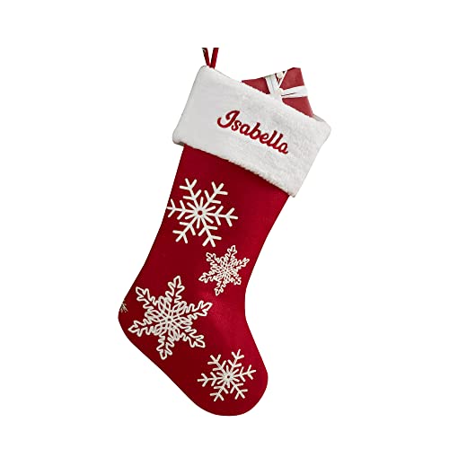 Red & White Snowflake Personalized Christmas Stocking M290817
