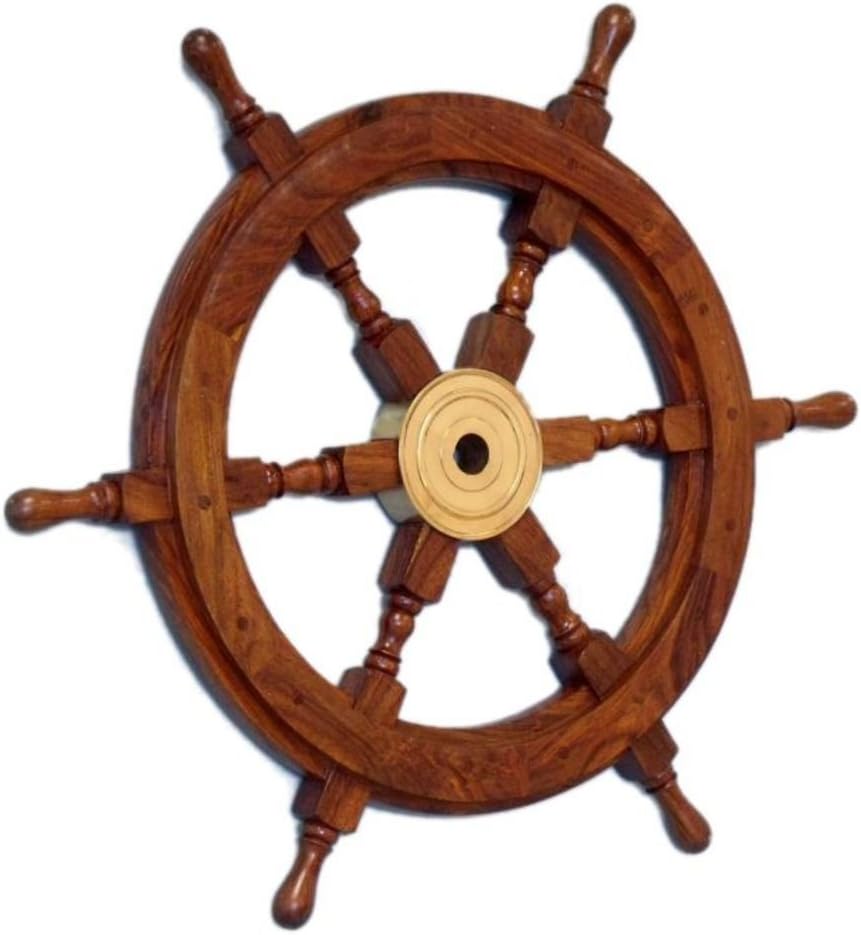 Decorative Wood and Brass Ship Wheel 24 Pack of 2 H851