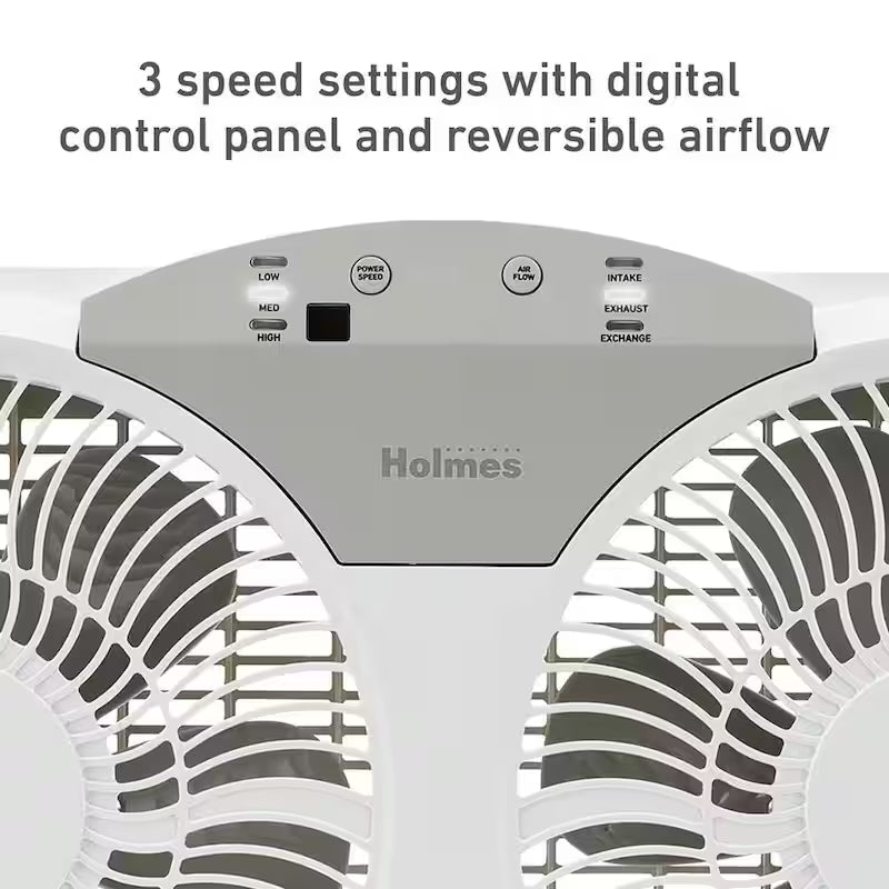 White 3-Speed Digital Window Fan with Remote Control V932384