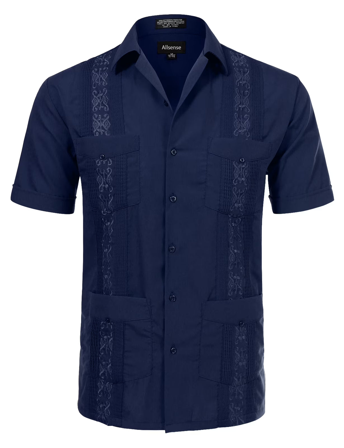 Navy Short Sleeve Guayabera Shirt 4XL I16116