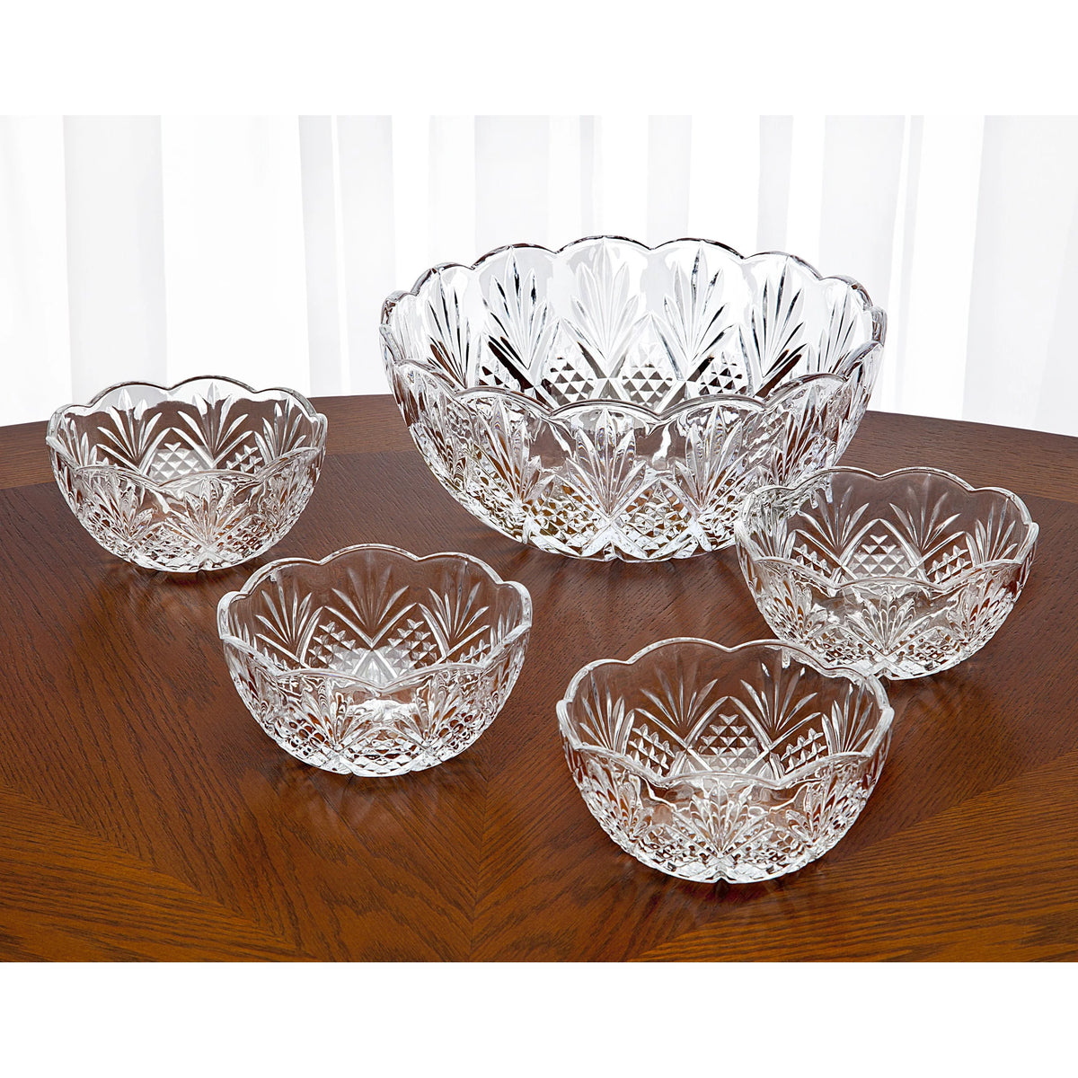 Crystal Scalloped 5 Piece Serving Bowl Set R57082