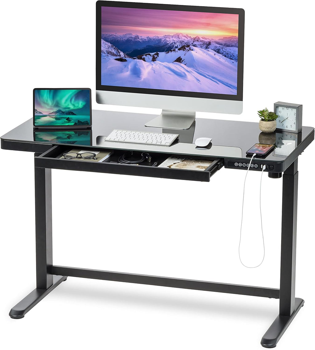 48 x 24 Inch Electric Height Adjustable Standing Desk with Drawer and USB Ports B88950