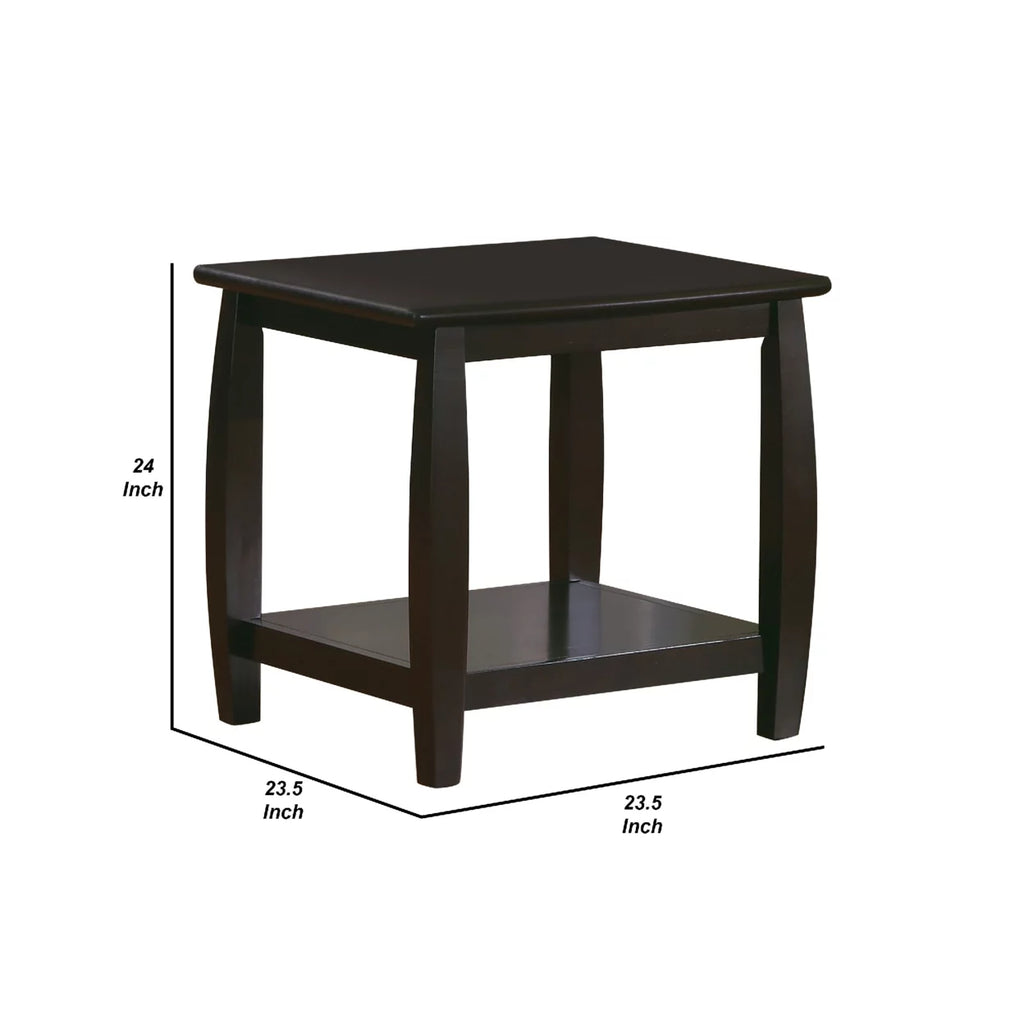 Square End Table with Bottom Shelf Espresso I67209