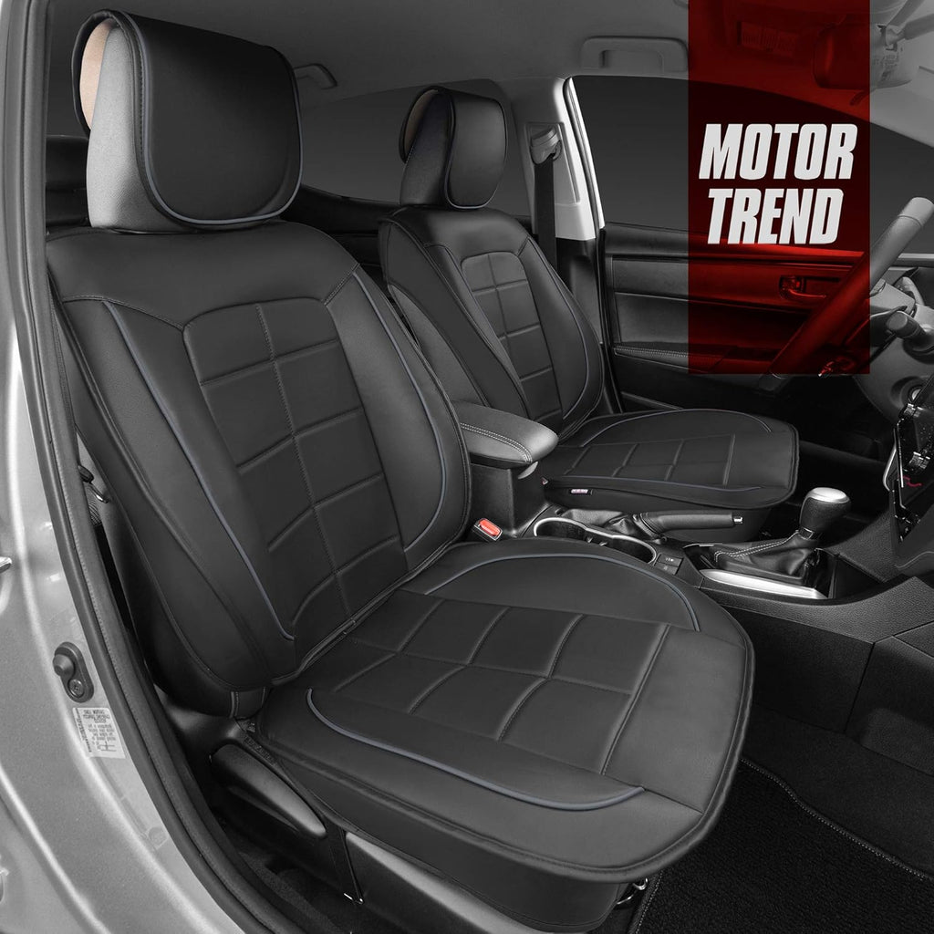 Faux Leather Car Bench Seat Cover with Two-Tone Gray Accents D8536
