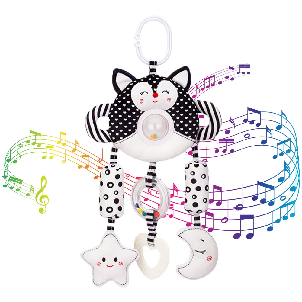 Black and White High Contrast Soft Plush Baby Rattle Toy (Fox) M899