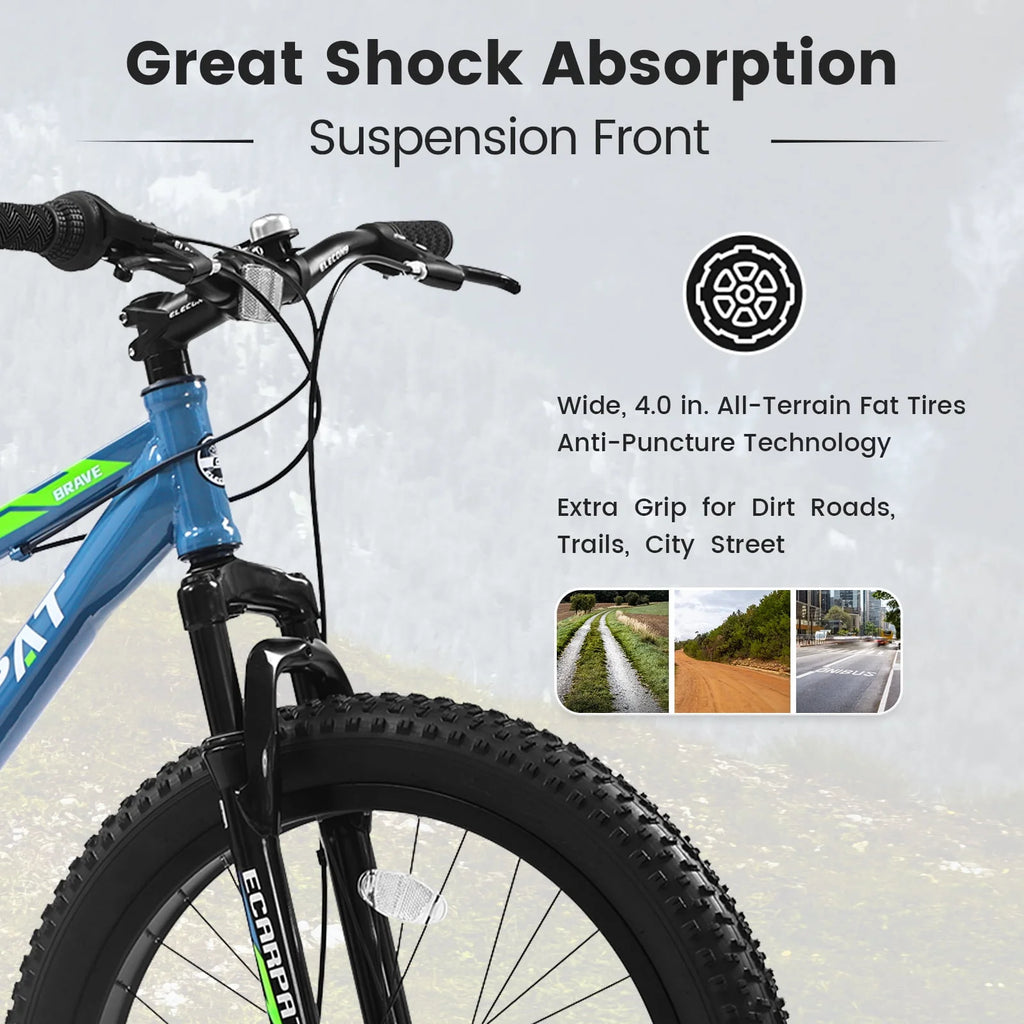 Green 24 inch Fat Tire Mountain Bike C409