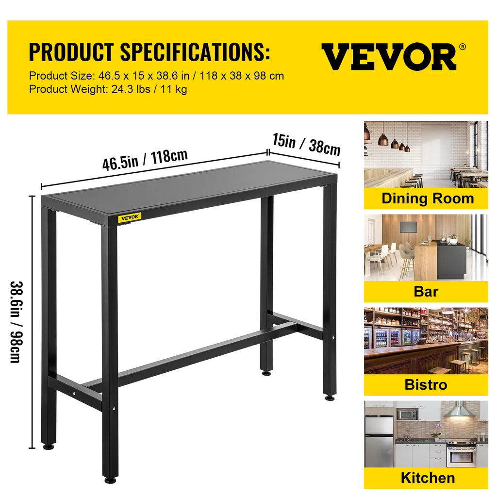 Narrow Rectangular Bar Height Outdoor Table with Adjustable Feet F709262