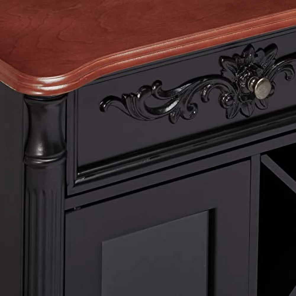 Black Walnut Buffet Server Wine Cabinet Console Table L489797