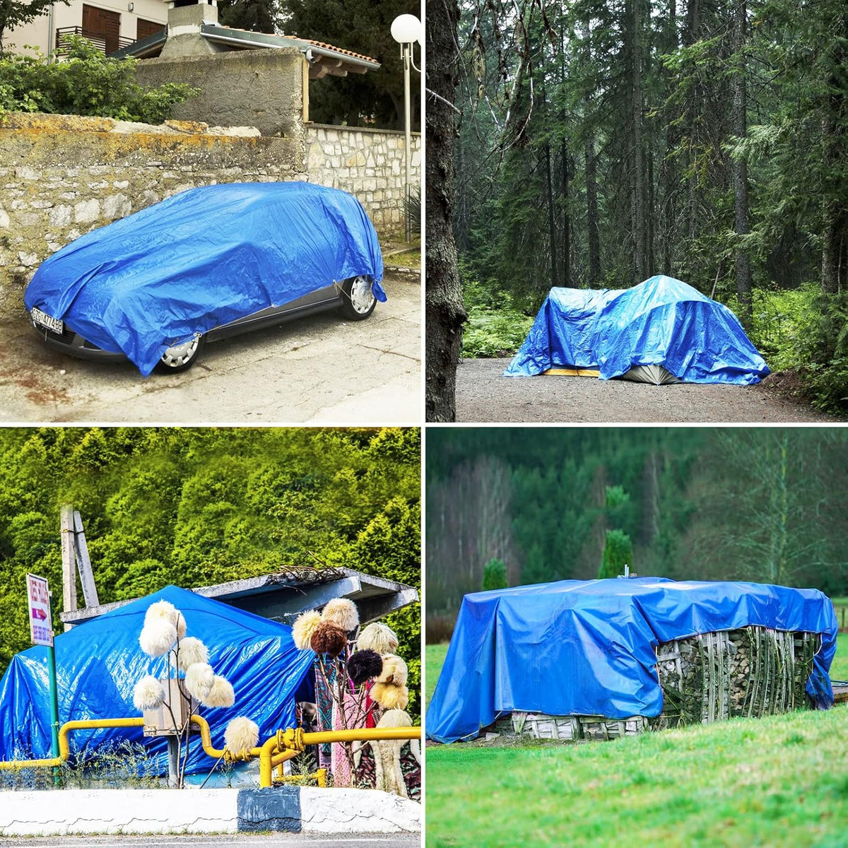 Blue Heavy Duty Waterproof 16 Mil Thick Tarpaulin with Metal Grommets 20x30 E81477