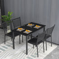 5 Piece Black Dining Table Set with 4 Upholstered Chairs Z930631