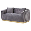 Gray and Gold Tufted Upholstered Loveseat with Pillow O52302