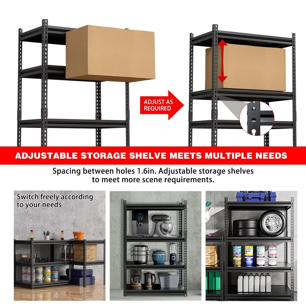 Adjustable 4-Tier Metal Heavy Duty Shelving, 2 Pack E4014