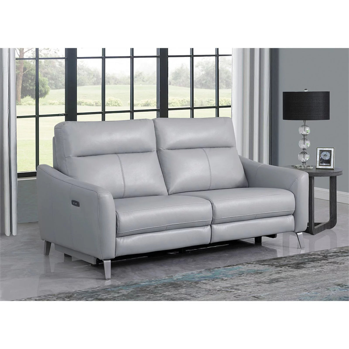 Gray Faux Leather Power Sofa T18910