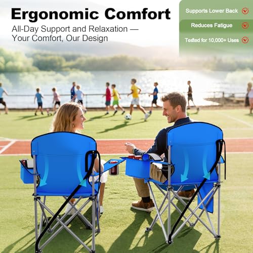 Folding Camping Chair with Cooler Pouch, Cup Holder & Storage Pocket U2198