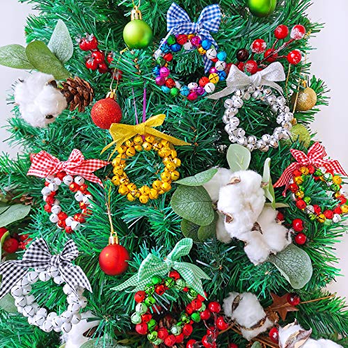 14 Sets Wreath Tree Ornaments Craft Kit with Ribbons, Bows and Bells B9588