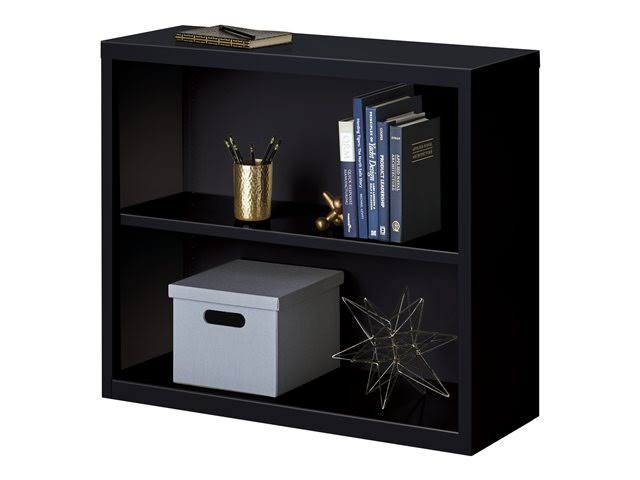 Black 2-Shelf Metal Bookcase S87257