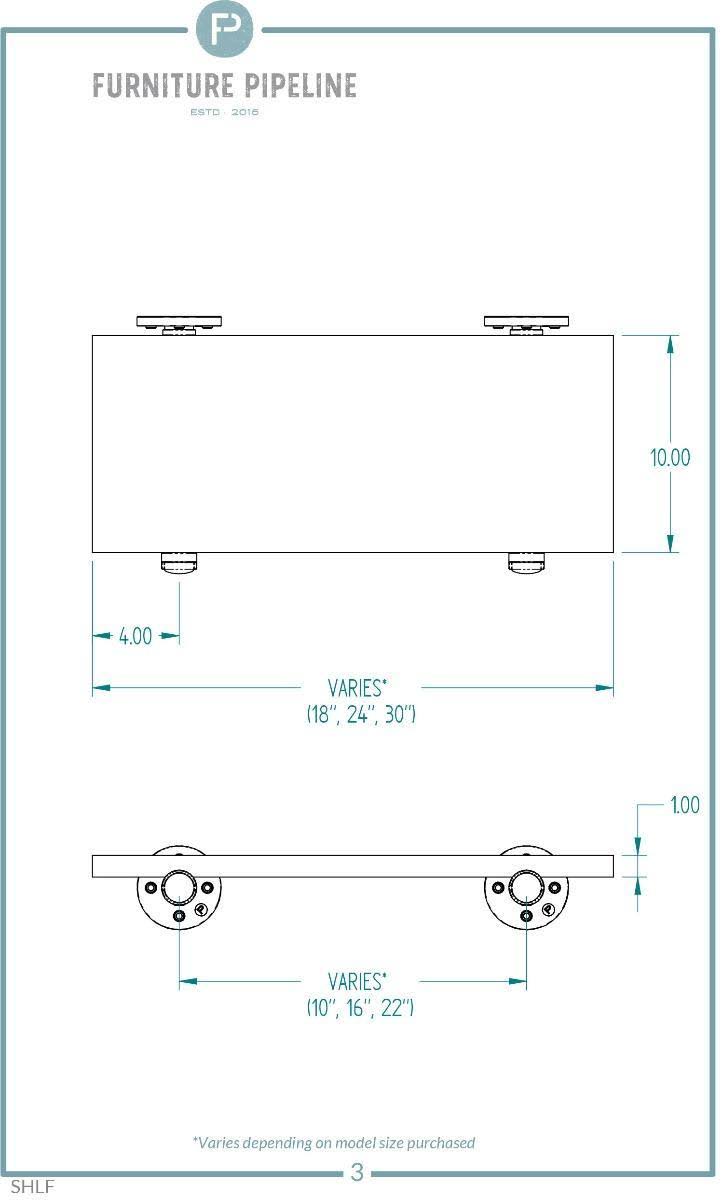 2-Piece Industrial Farmhouse Wall Shelf Set N802