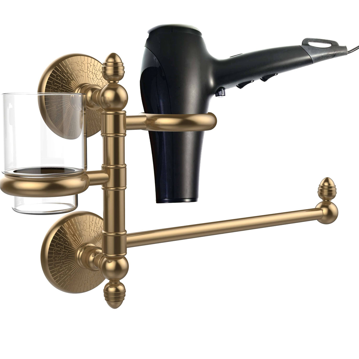 Brushed Bronze Hair Dryer Holder and Organizer S25872