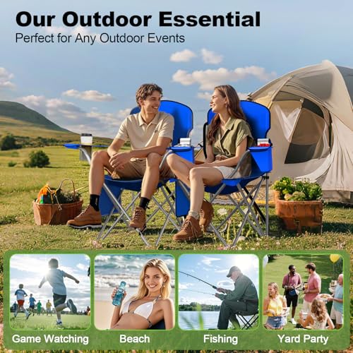 Folding Camping Chair with Cooler Pouch, Cup Holder & Storage Pocket U2198