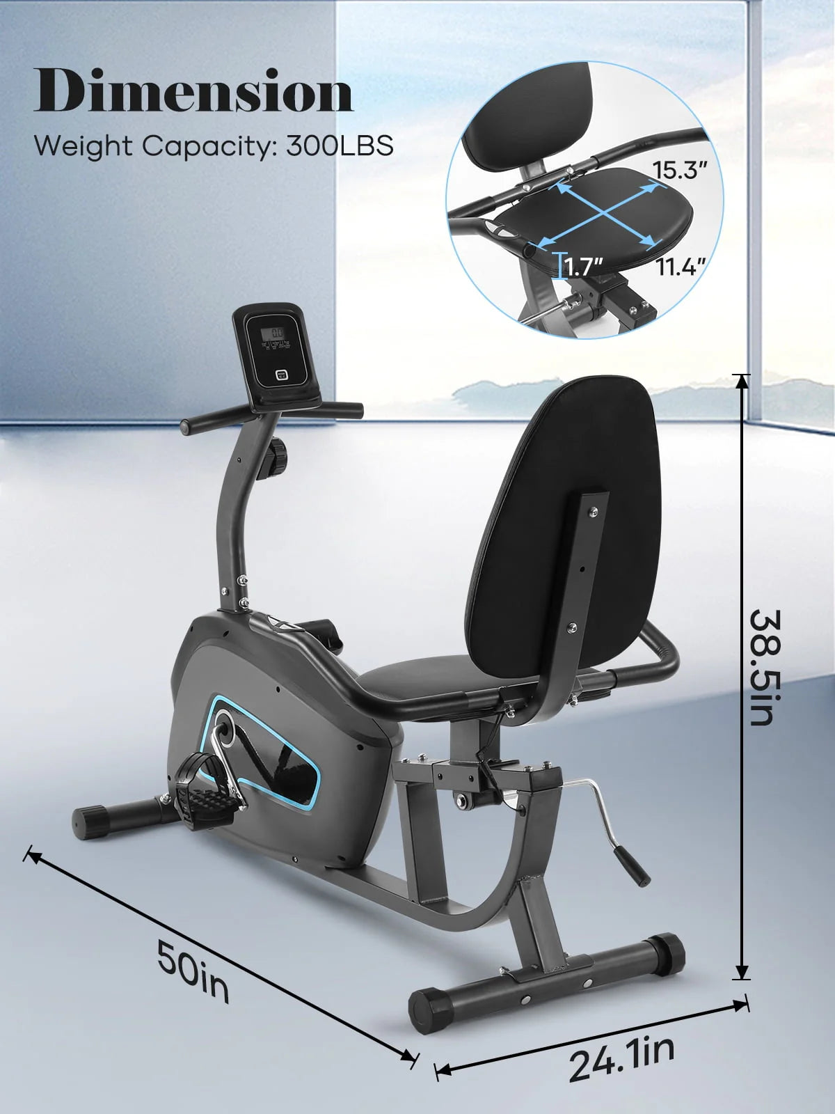 Indoor Recumbent Exercise Bike with Adjustable Seat O397