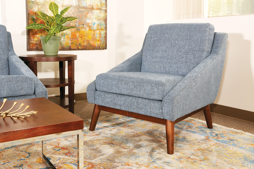 Navy Fabric Chair with Coffee Legs W9425