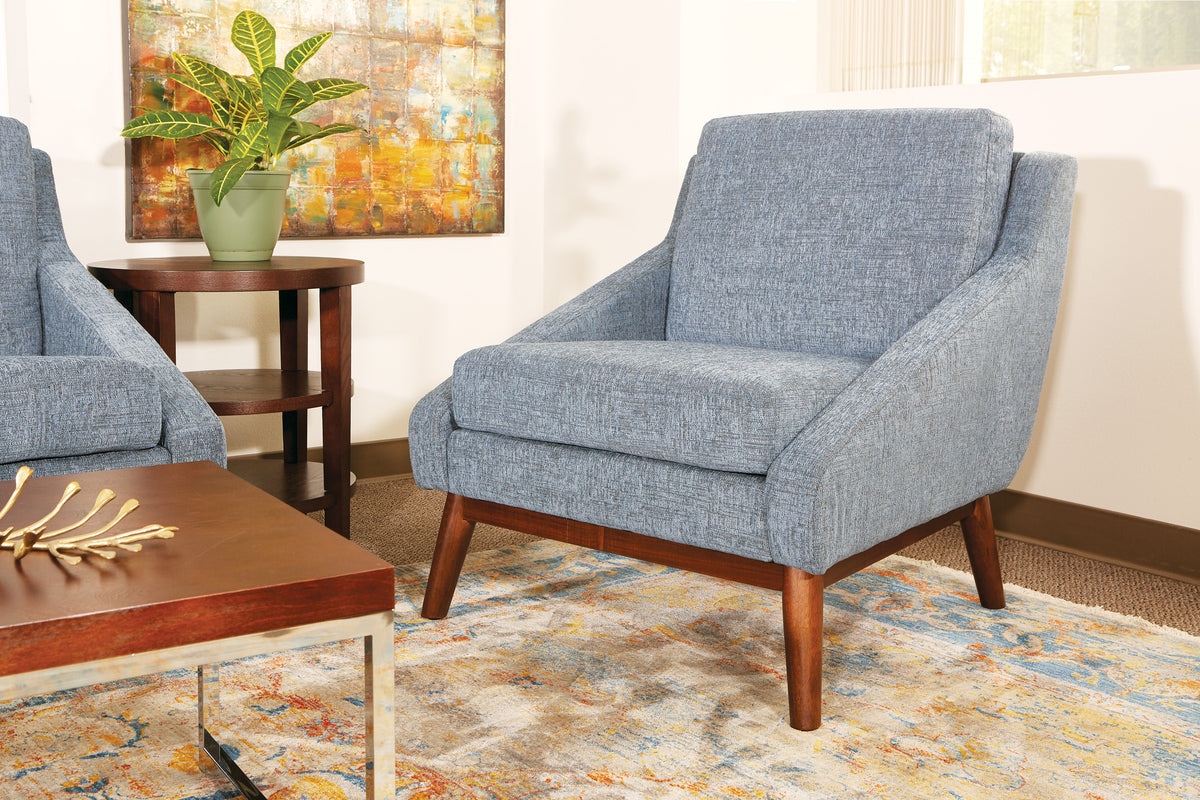 Navy Fabric Chair with Coffee Legs W9425
