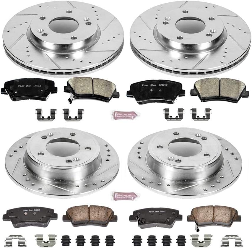 Carbon Fiber Brake Pads with Drilled & Slotted Brake Rotors Kit H6799