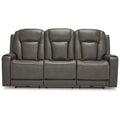 Gray Faux Leather Fabric Power Reclining Sofa A222915