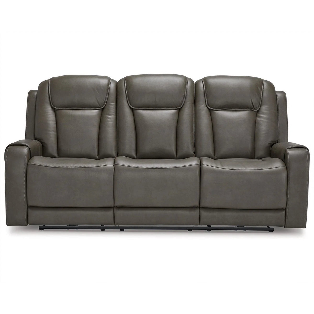 Gray Faux Leather Fabric Power Reclining Sofa A222915