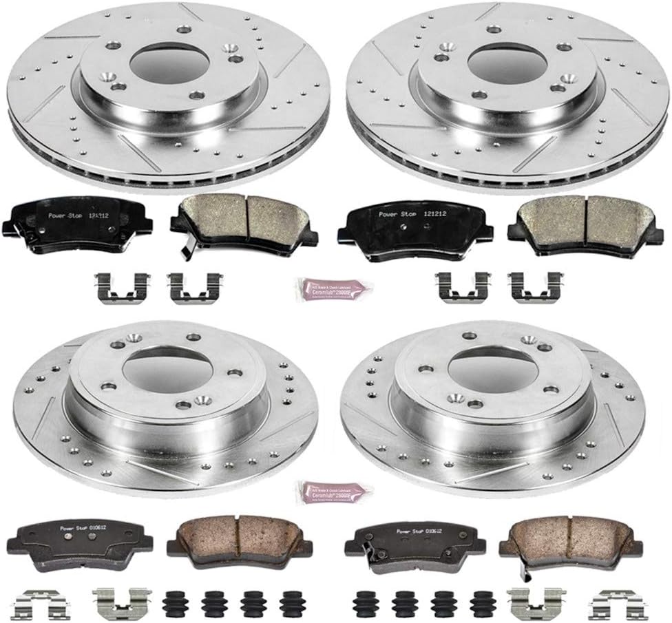 Carbon Fiber Brake Pads with Drilled & Slotted Brake Rotors Kit H6799