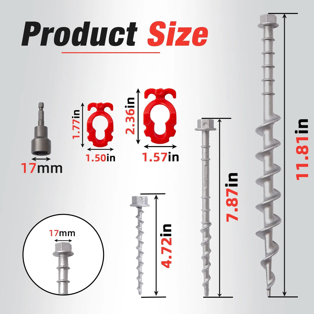 Ground Anchors Non-Rust Cast Aluminum Heavy Duty Tent Anchors Screw in Kit F689718