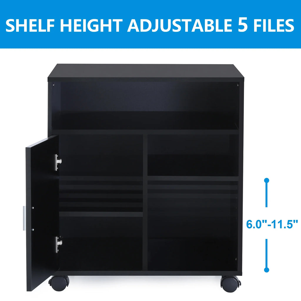 Black Mobile File Cabinet with Storage N4067