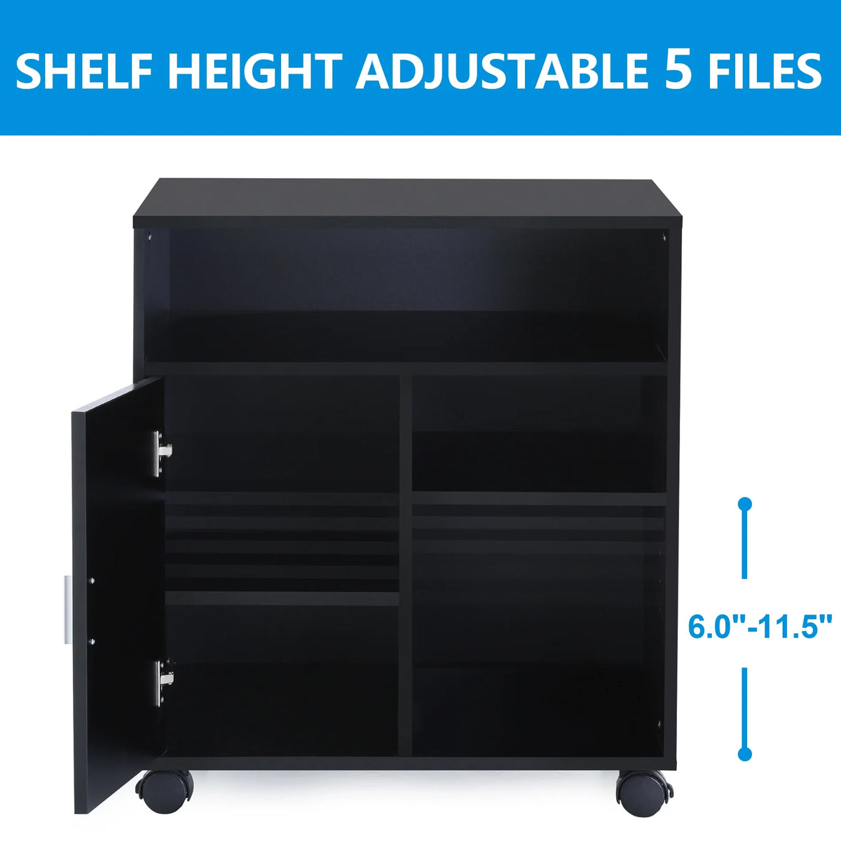 Black Mobile File Cabinet with Storage N4067