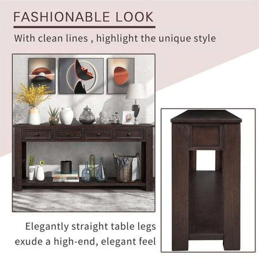 63 Inch Solid Wood Console Table with 4 Storage Drawers M517