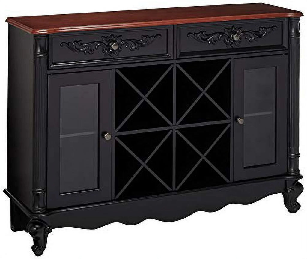 Black Walnut Buffet Server Wine Cabinet Console Table L489797