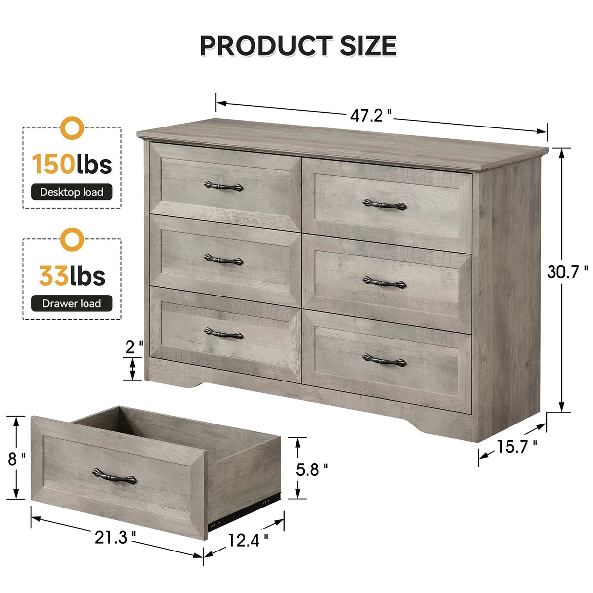5 Drawer Wood Dresser F947