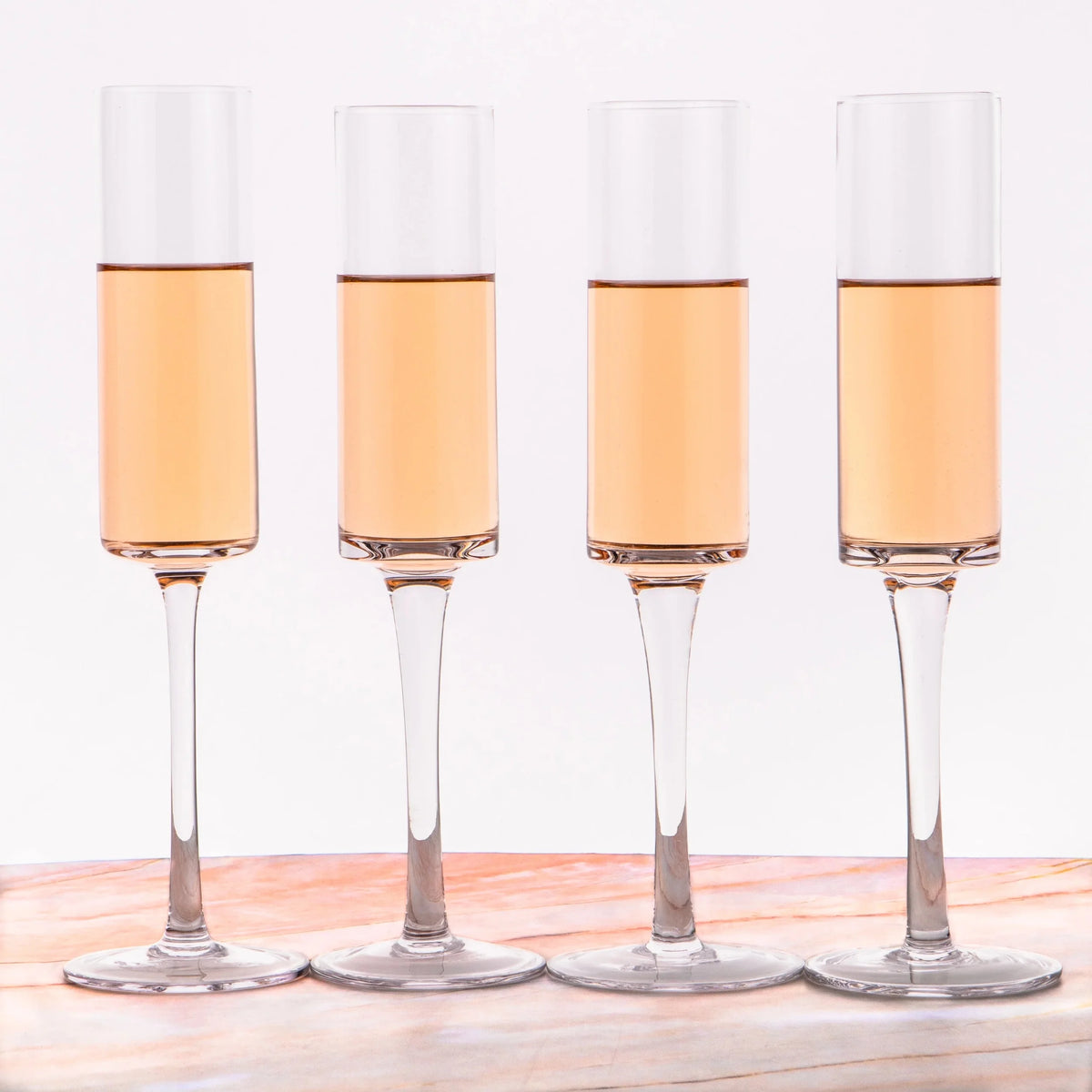 Hand-Blown Crystal Champagne Flutes 6oz I596