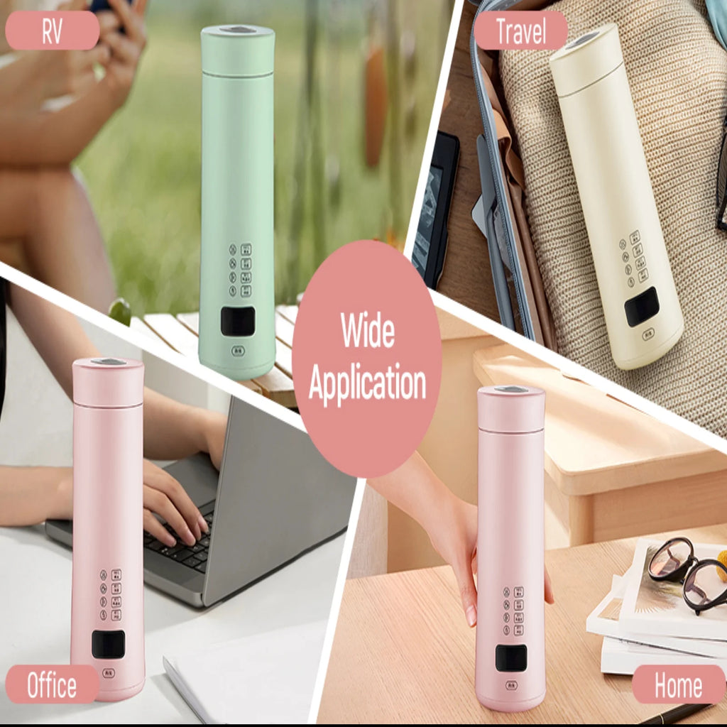 Portable Electric Hot Water Kettle with Tea Filter Pink O586