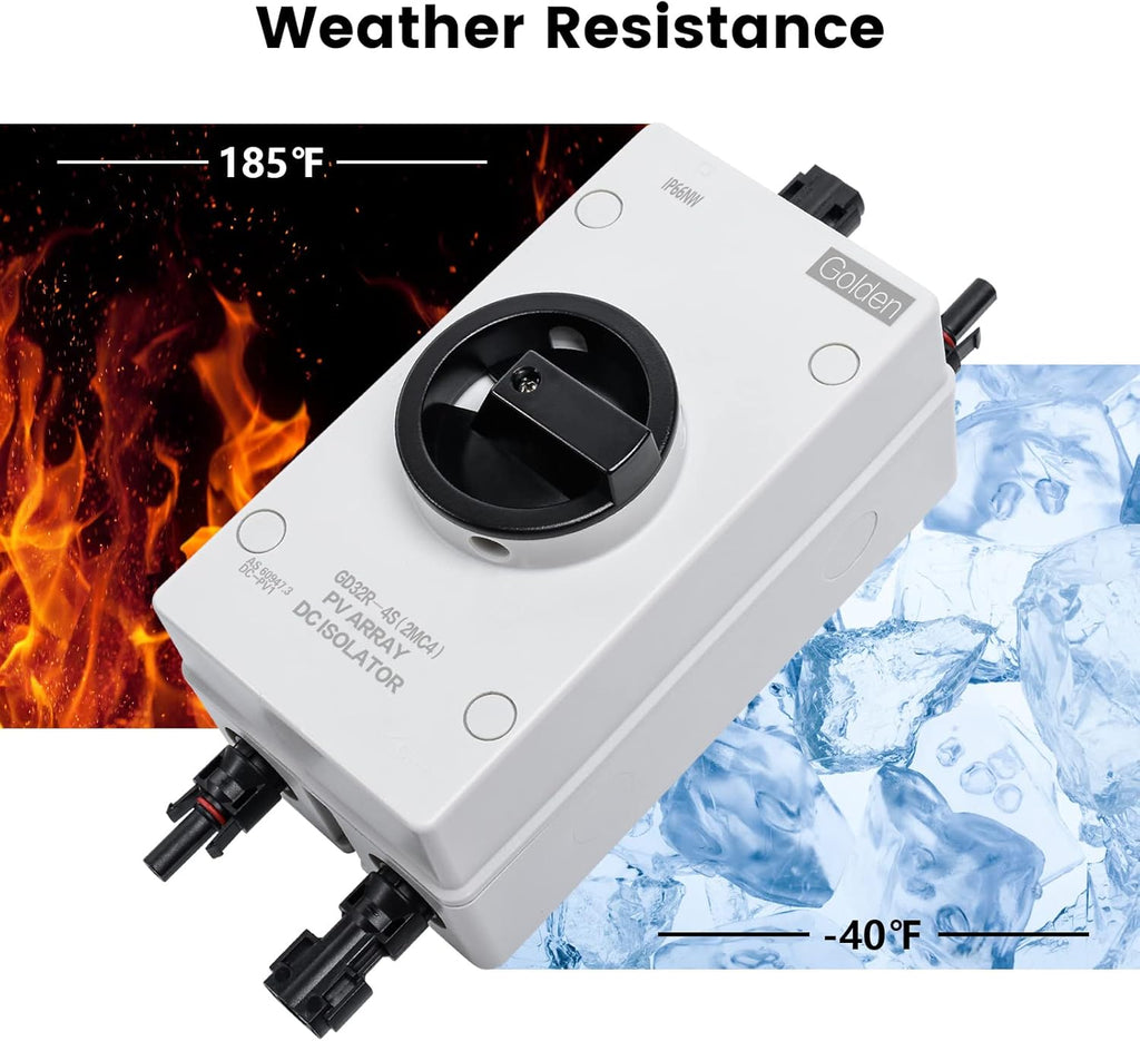Solar Combiner Box 32A 1000V PV DC Isolator Switch with Solar Connector, IP66 Waterproof G946138