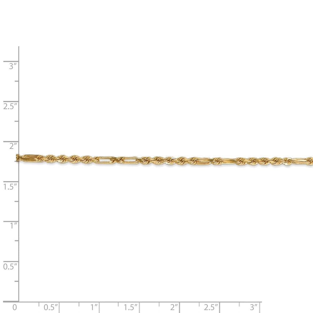 14kt Yellow Gold Diamond Cut Milano Rope Chain Bracelet 7 inch U540