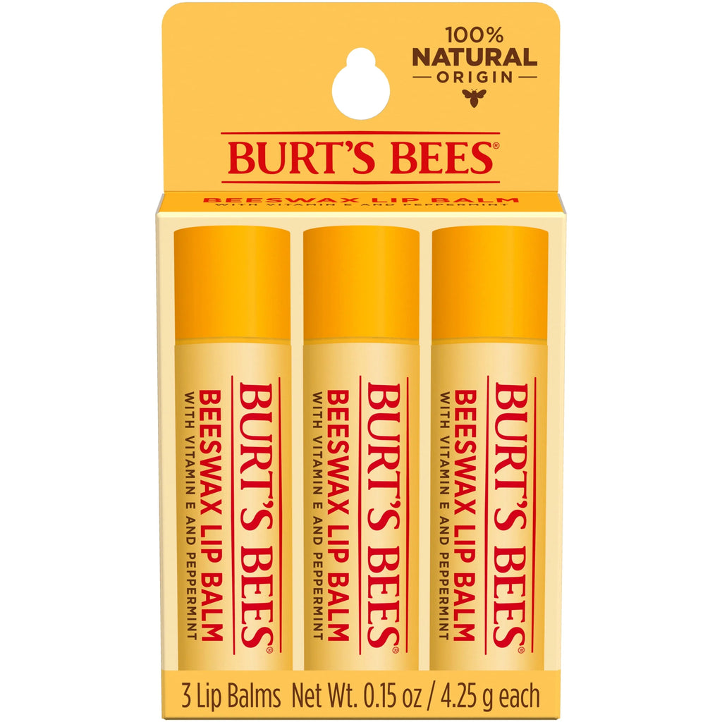 Moisturizing Lip Balm with Beeswax, Vitamin E & Peppermint Oil, 3 Count B543647