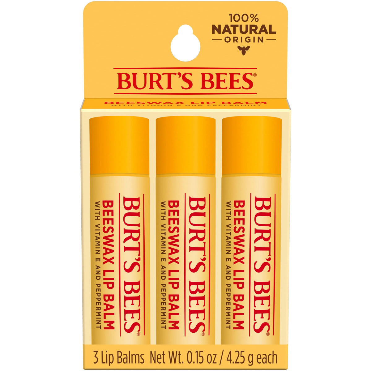 Moisturizing Lip Balm with Beeswax, Vitamin E & Peppermint Oil, 3 Count B543647