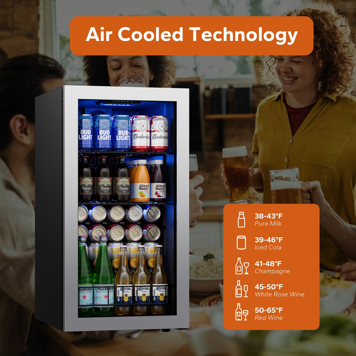 95-121 Can Beverage Refrigerator with Glass Door E300