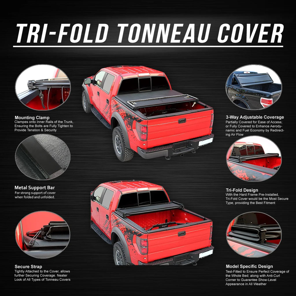 Tri-Fold Adjustable Soft Tonneau Cover O845