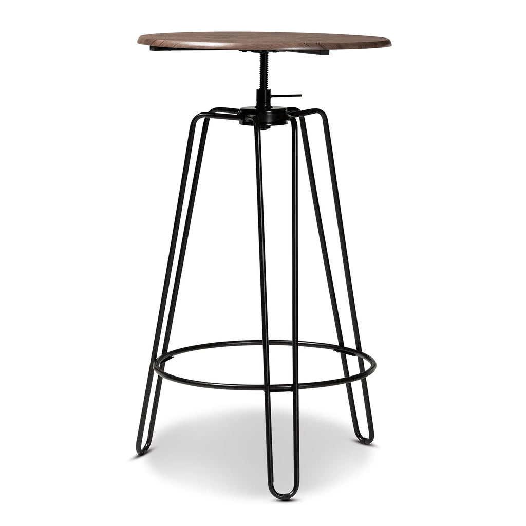 Walnut Finished Wood and Black Metal 3-Piece Adjustable Bar Set A95766