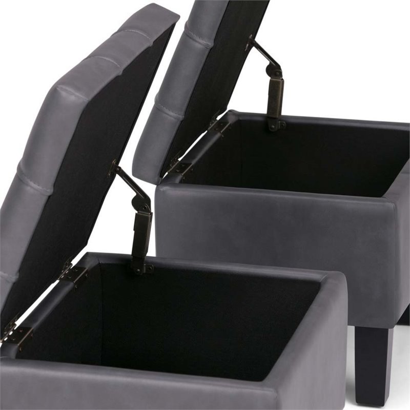 Stone Grey Faux Leather 3 Pc Storage Ottoman X582716
