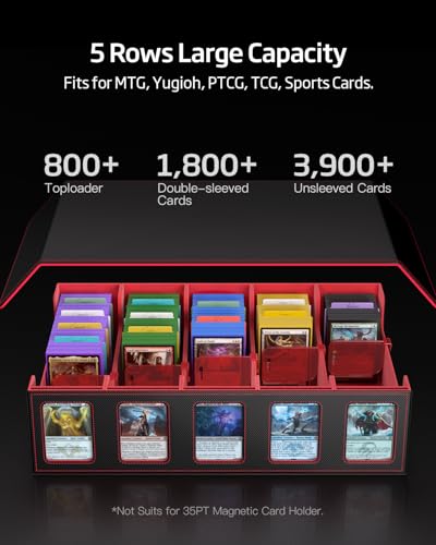 5-Row Trading Card Storage Box with Magnetic Lid W915